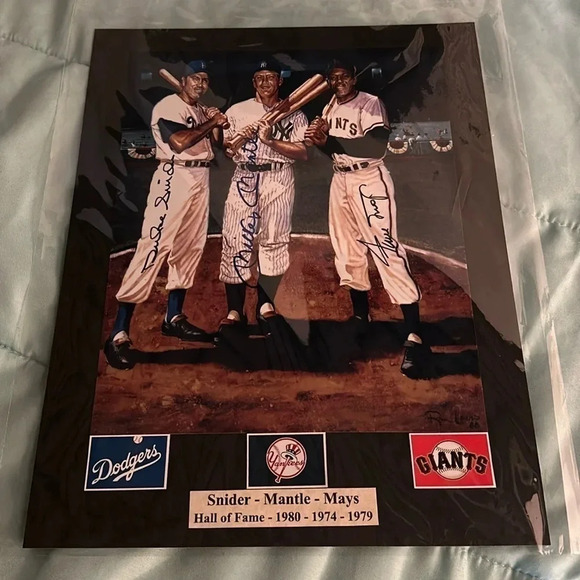 Mickey mantle Willie mays Snider signed 8x10 - Picture 1 of 1